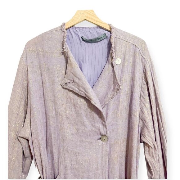 Raquel Allegra Trench Coat in Lilac Metallic, Size 2/M New with tag - Picture 10 of 16